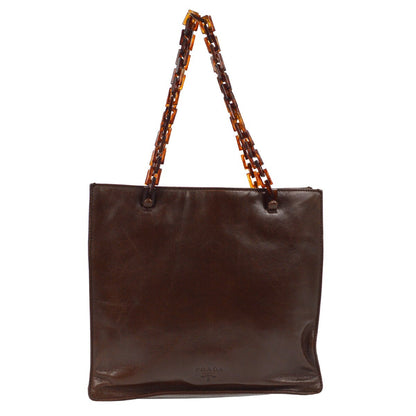 Prada Vintage Tote Leather, BROWN, LEATHER, Tote bag