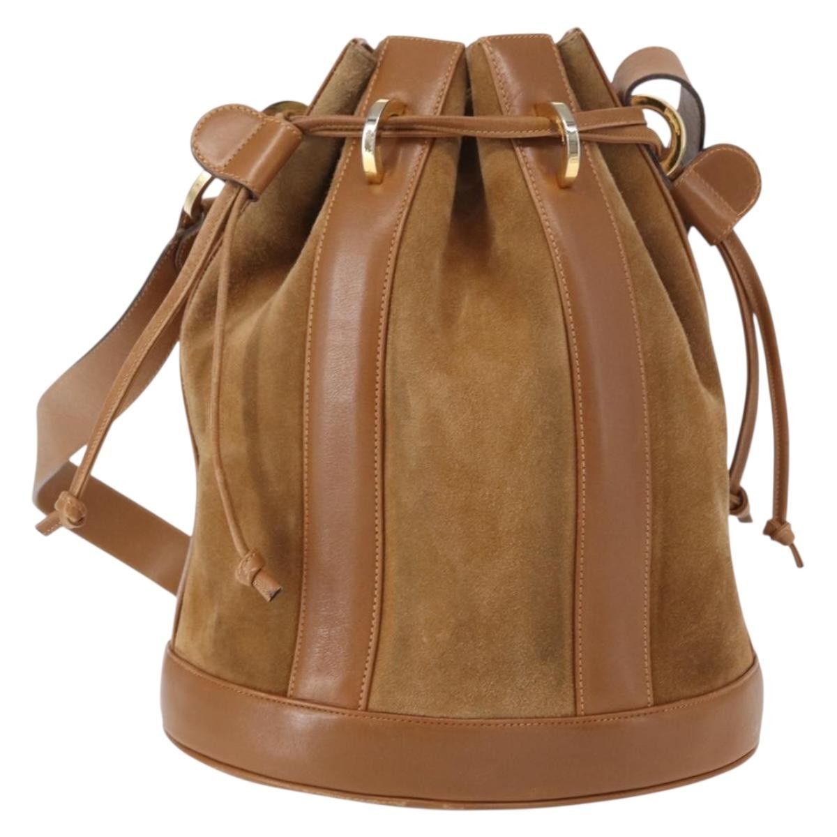 Salvatore Ferragamo Vintage Shoulder Bag Leather, BEIGE, SUEDE, Shoulder bag