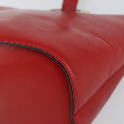 Celine Circle Logo Shoulder Bag Leather, RED, LEATHER, Shoulder bag