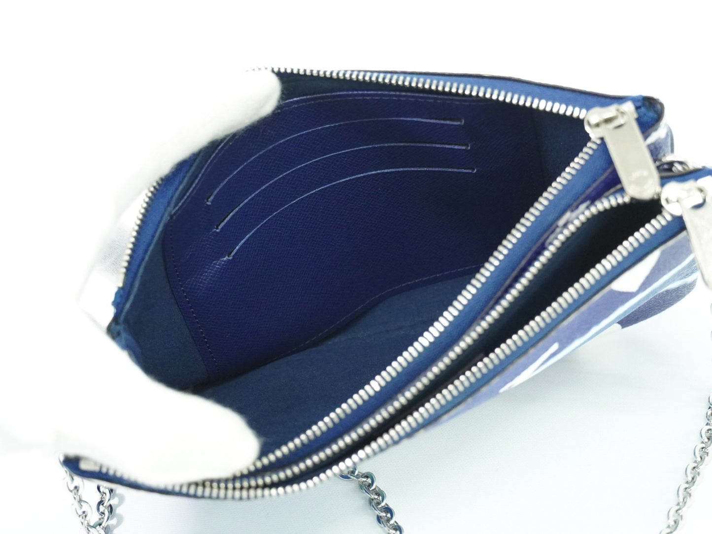 Louis Vuitton Double Zip Pochette Limited Edition Escale Monogram Giant, BLUE, CANVAS, Shoulder bag