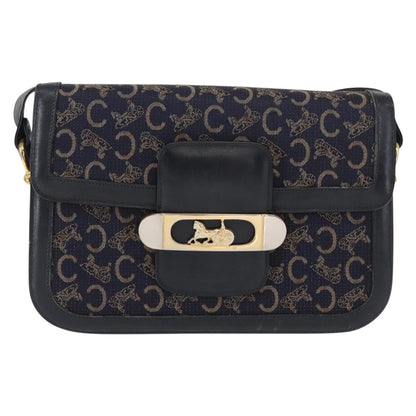 Celine Horse Carriage Shoulder bag Canvas and Leather, NAVY, CANVAS, Shoulder bag