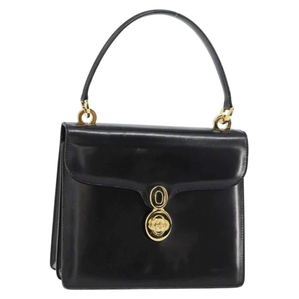 Gucci Vintage Handbag Leather, BLACK, LEATHER, Handbag