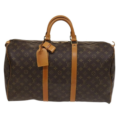 Louis Vuitton Keepall Bag Monogram Canvas, BROWN, CANVAS, Travel bag