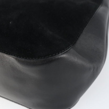 Gucci Vintage Bamboo Handle Bag Suede, BLACK, SUEDE, Handbag