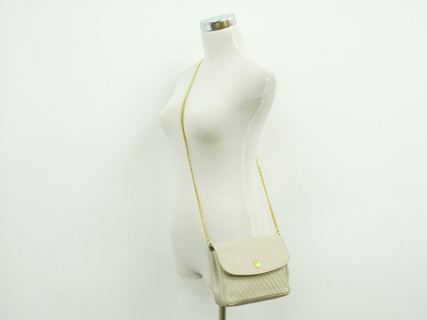 Celine Vintage Flap Shoulder Bag Quilted Leather, BEIGE, LEATHER, Shoulder bag