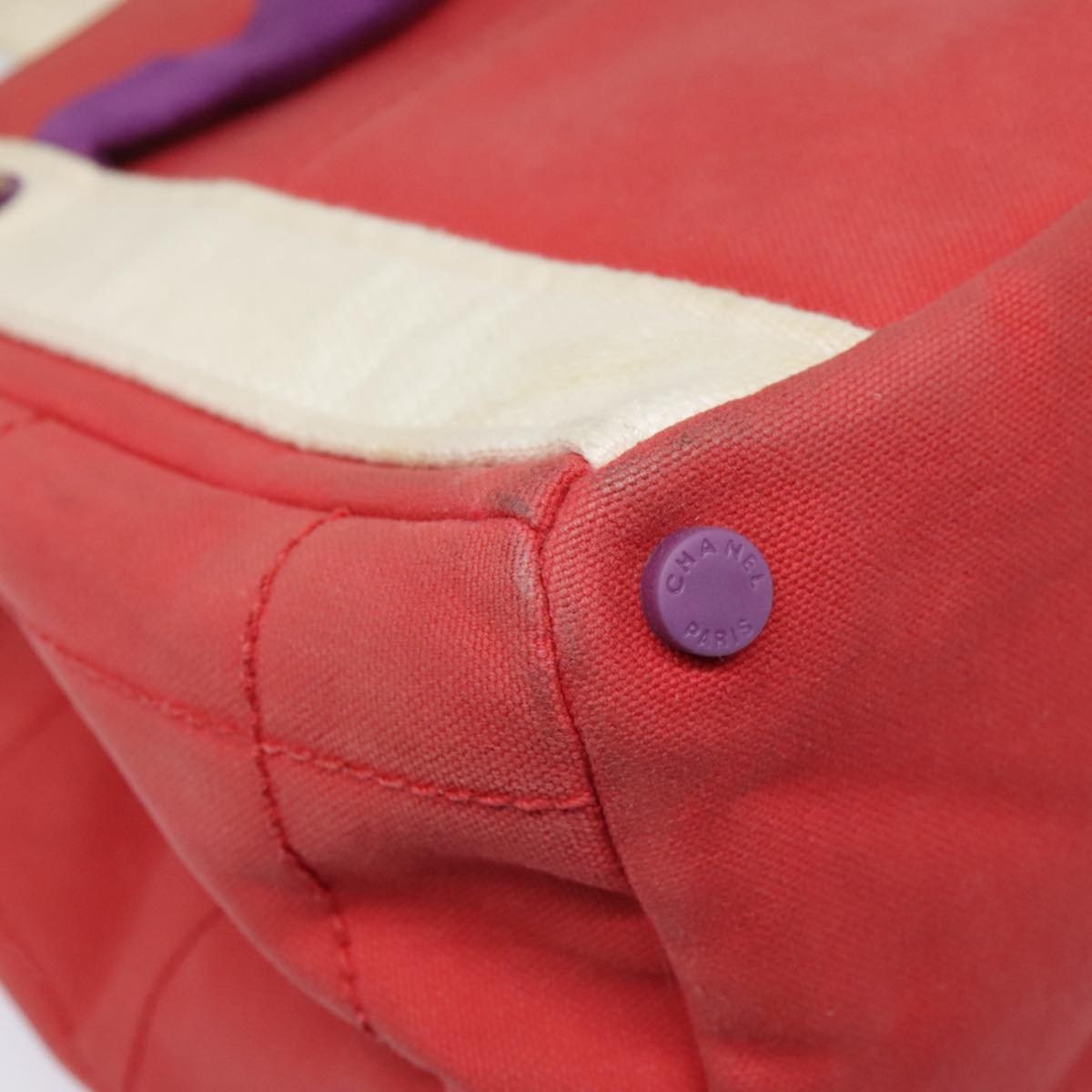 Chanel Chocolate Bar Coco Mark handbag Canvas, RED, CANVAS, Handbag