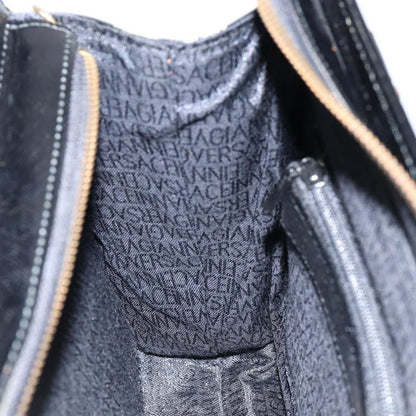 Versace Vintage Shoulder Bag Leather, BLACK, LEATHER, Tote bag