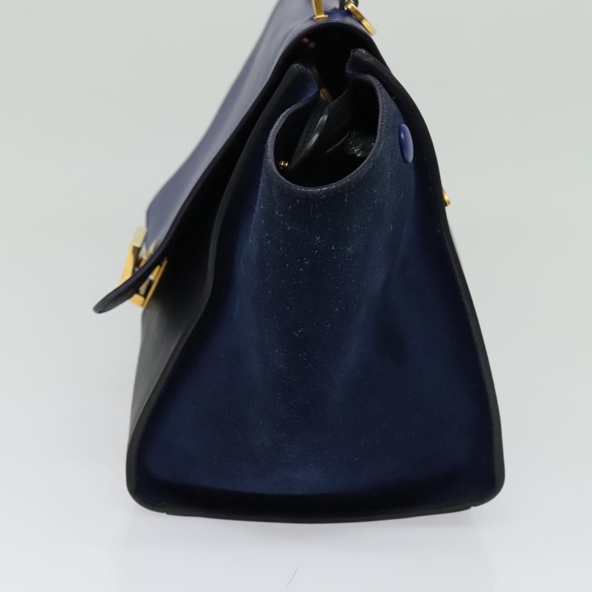 Celine Trapeze Bag Leather with Suede, NAVY, LEATHER, Handbag