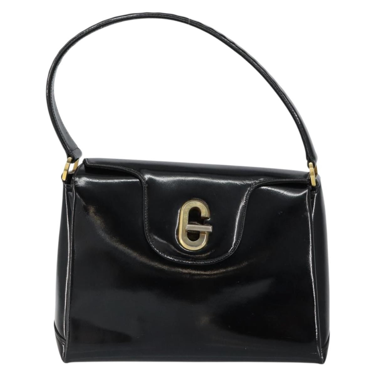 Gucci Vintage Handbag Enamel, BLACK, PATENT_LEATHER, Handbag