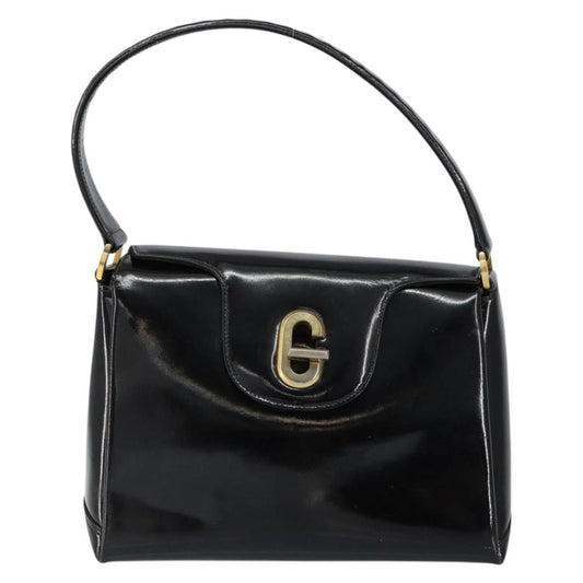 Gucci Vintage Handbag Enamel, BLACK, PATENT_LEATHER, Handbag