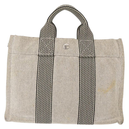Hermes Fourre Tout Tote Canvas, GRAY, CANVAS, Tote bag