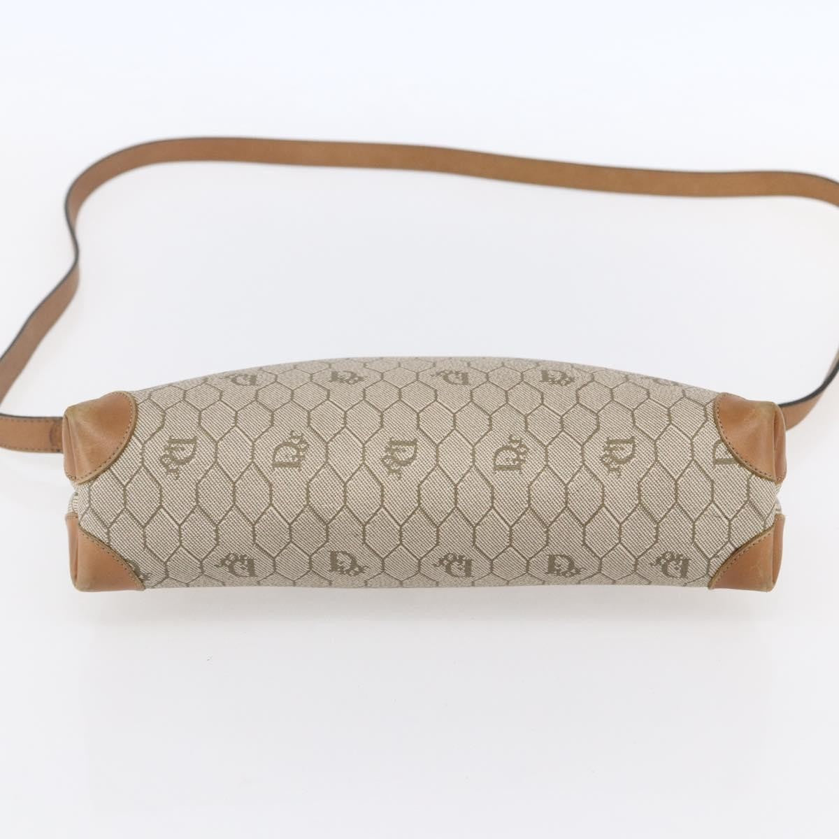 Christian Dior Vintage Honeycomb Shoulder Bag Canvas and Leather, BEIGE, CANVAS, Shoulder bag