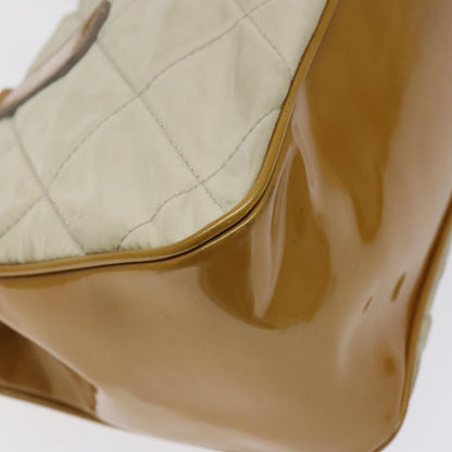 Prada Vintage Shoulder Bag Nylon and Patent Leather, BEIGE, NYLON, Shoulder bag