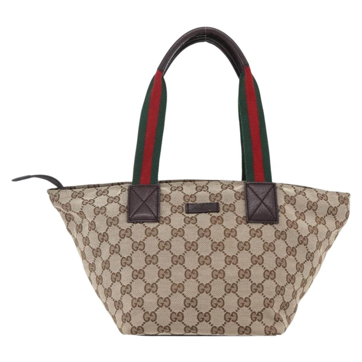 Gucci Web Zip Tote GG Canvas, BEIGE, CANVAS, Handbag