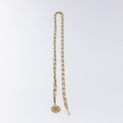 Chanel Vintage Logo Chain Belt Metal and Leather, WHITE, METAL, Belts