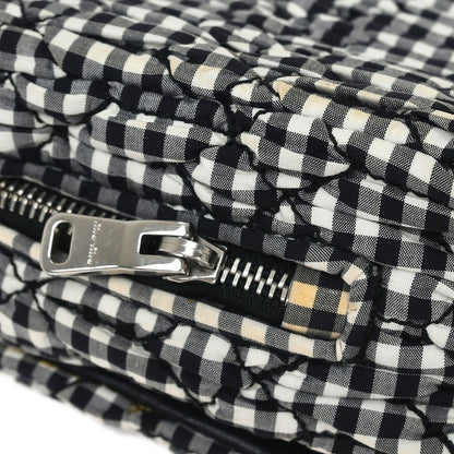 Miu Miu Crystal Clutch Matelasse Gingham Print Canvas, BLACK, CANVAS, Clutche & pouche