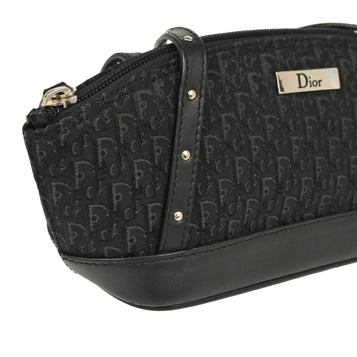 Christian Dior Street Chic Handbag Diorissimo Canvas with Leather, BLACK, CANVAS, Handbag