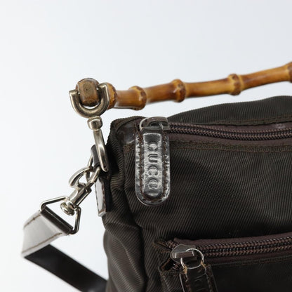 Gucci Vintage Bamboo Handle Bag Nylon, BROWN, NYLON, Handbag