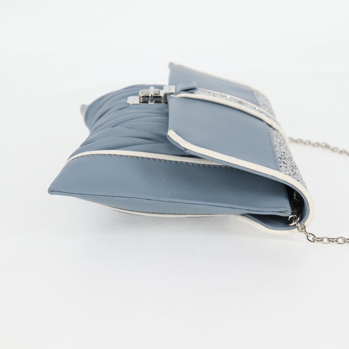 Miu Miu Madras Chain Clutch Matelasse Leather with Glitter, BLUE, LEATHER, Shoulder bag