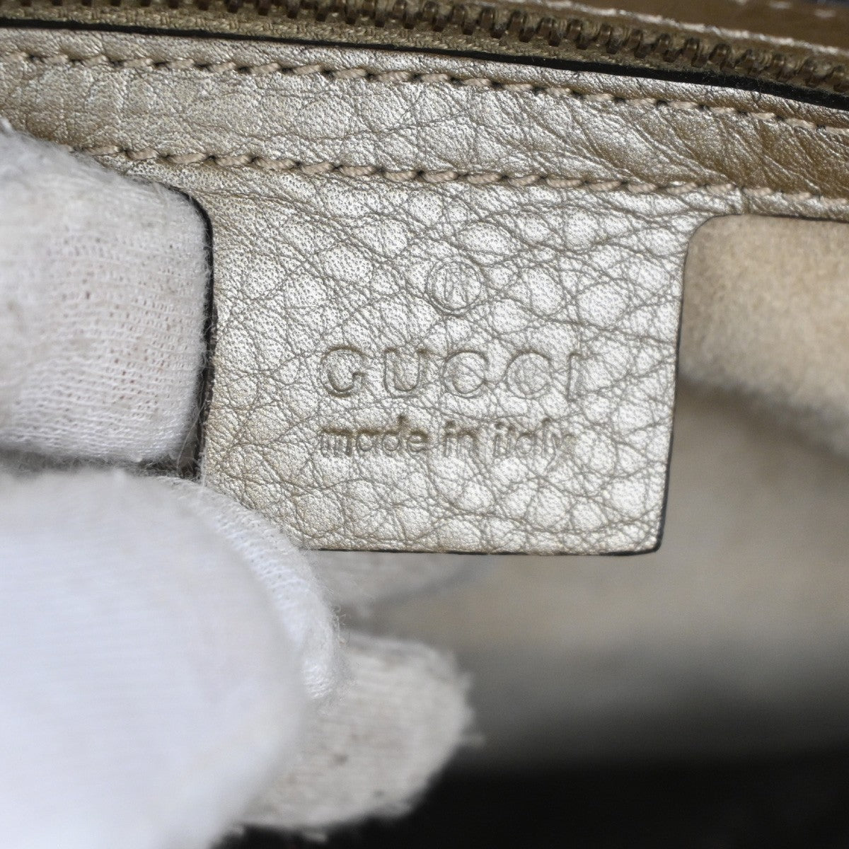 Gucci 1973 Top Handle Bag Leather, GOLD, LEATHER, Handbag