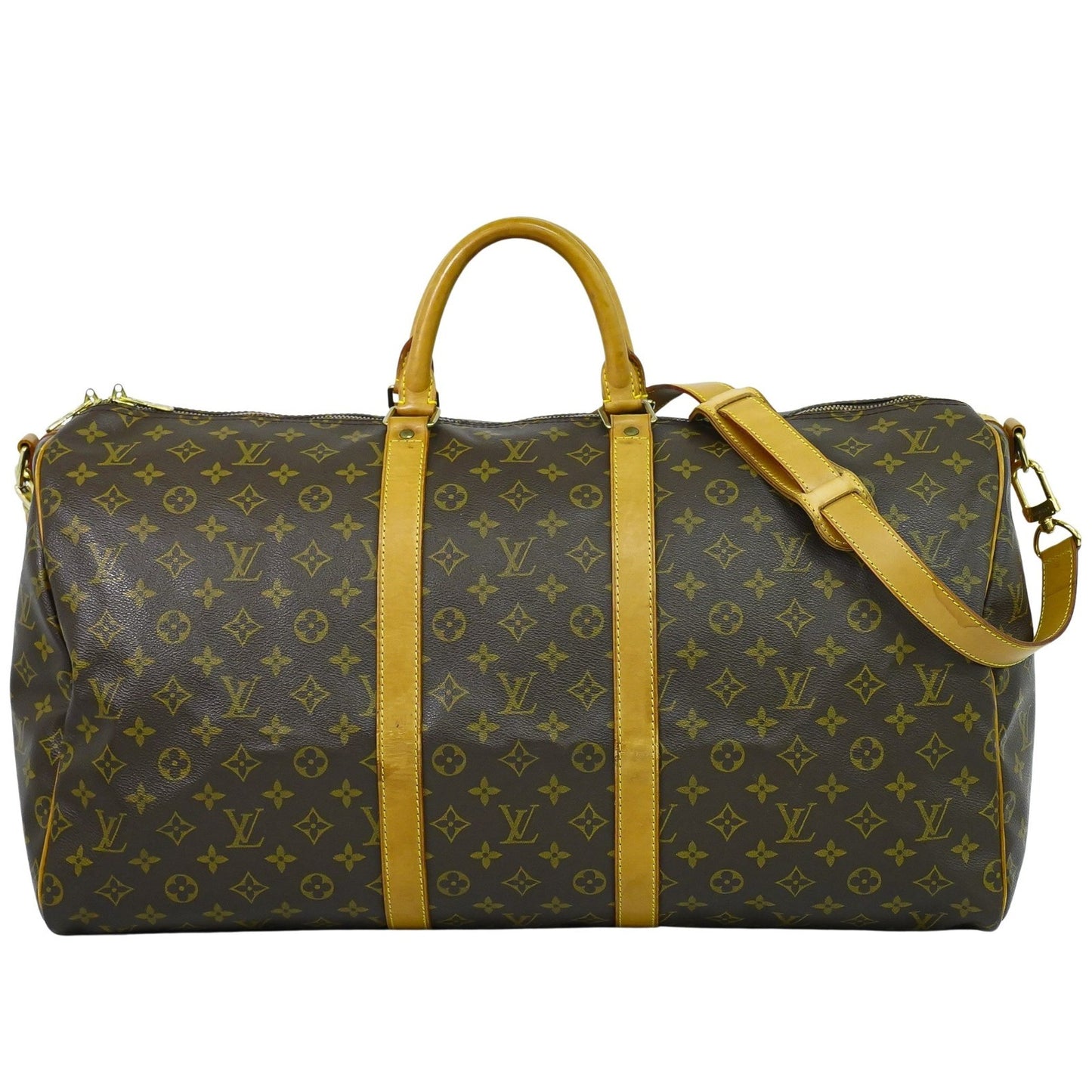 Louis Vuitton Keepall Bandouliere Bag Monogram Canvas, BROWN, CANVAS, Travel bag