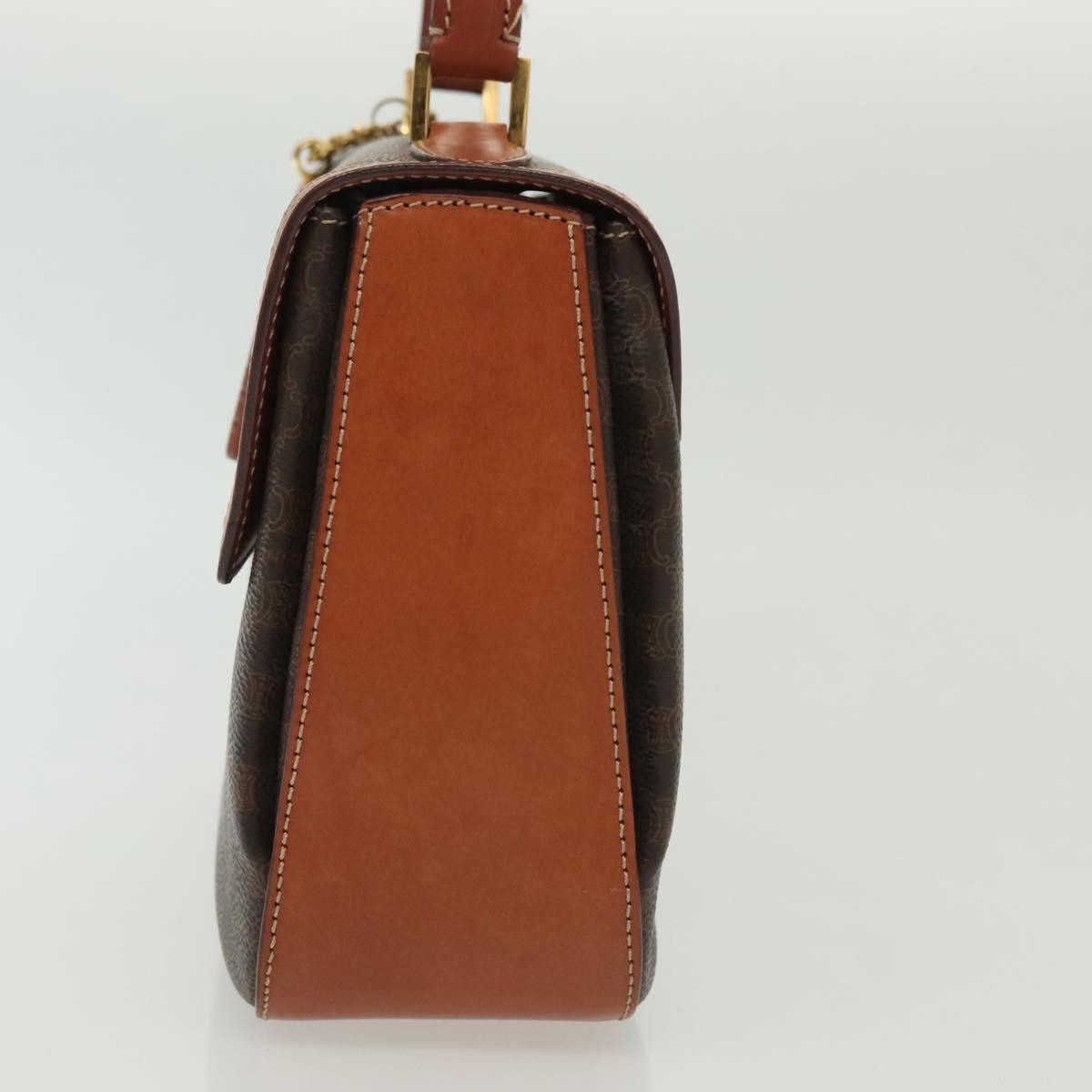 Celine Vintage Convertible Top Handle Bag Macadam Coated Canvas, BROWN, CANVAS, Handbag