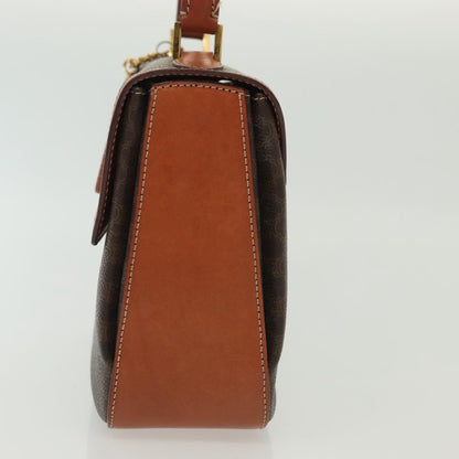 Celine Vintage Convertible Top Handle Bag Macadam Coated Canvas, BROWN, CANVAS, Handbag