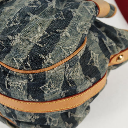 Louis Vuitton Porte Epaule Raye Handbag Striped Monogram Denim, BLUE, DENIM_JEANS, Handbag