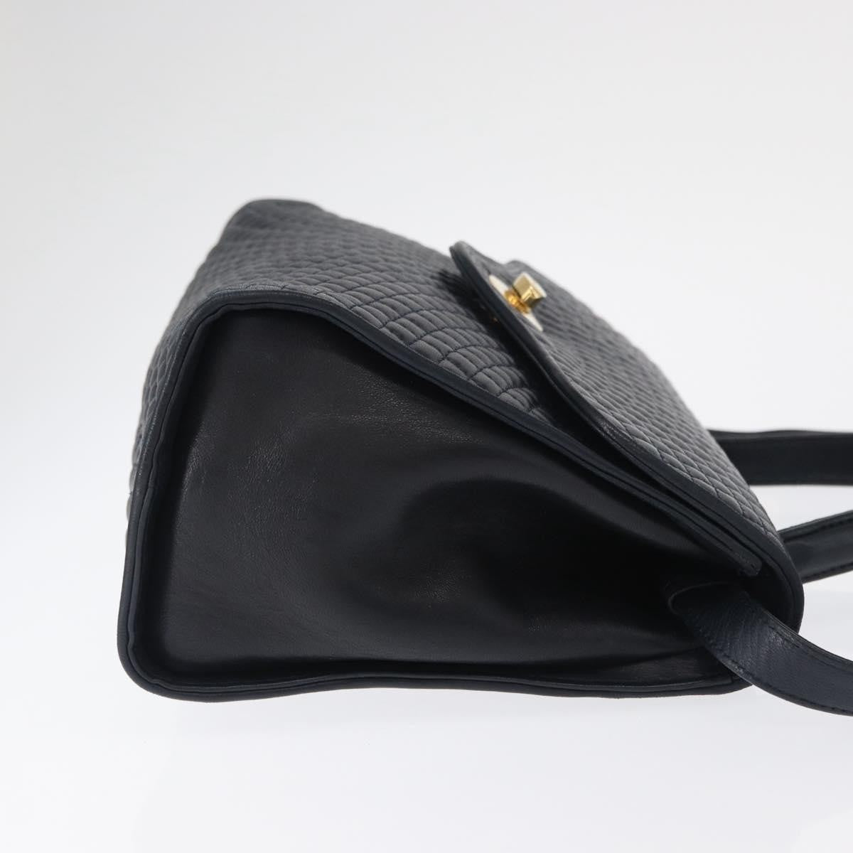 Bally Vintage Handbag Quilted Leather, NAVY, LEATHER, Handbag