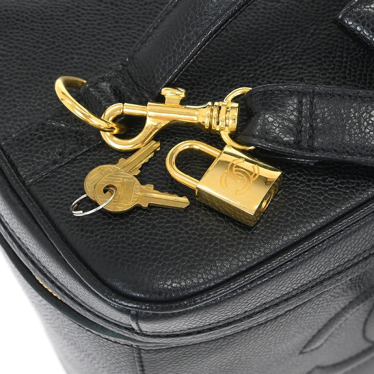 Chanel Vintage Timeless Vanity Case Caviar, BLACK, LEATHER, Handbag