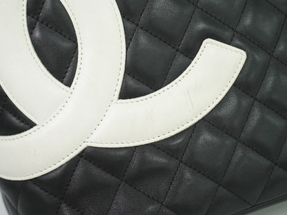 Chanel Cambon Tote Quilted Leather, BLACK, LEATHER, Tote bag
