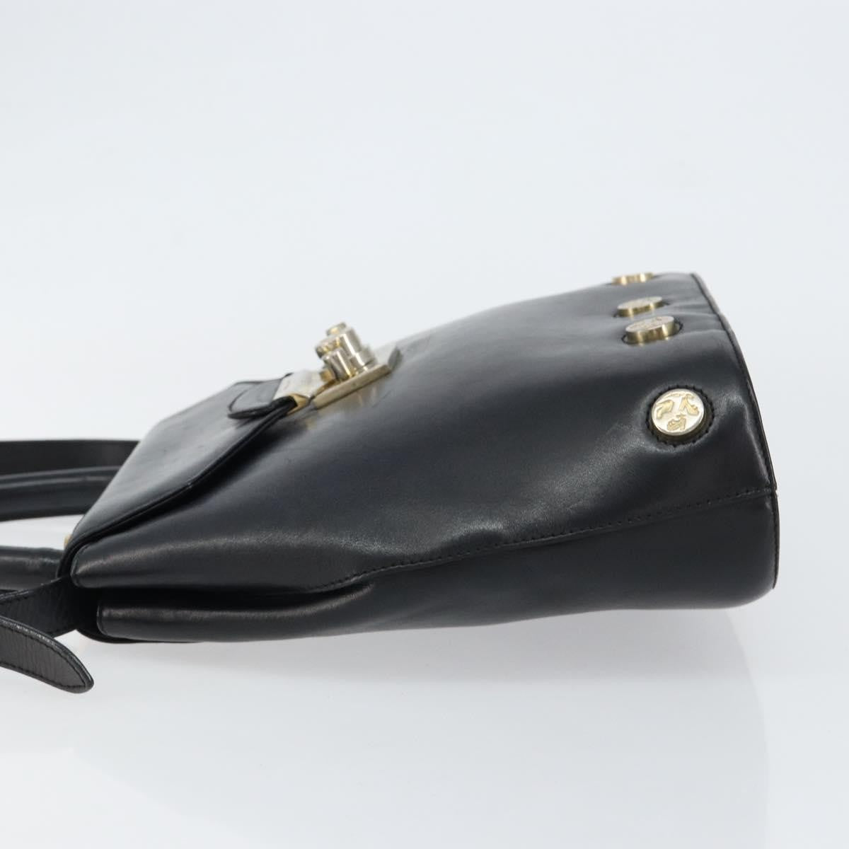 Salvatore Ferragamo Vintage Handbag Leather, BLACK, LEATHER, Handbag