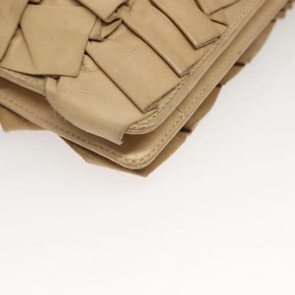 Chanel Ruffle Chain Pochette Lambskin, BEIGE, LEATHER, Clutche & pouche