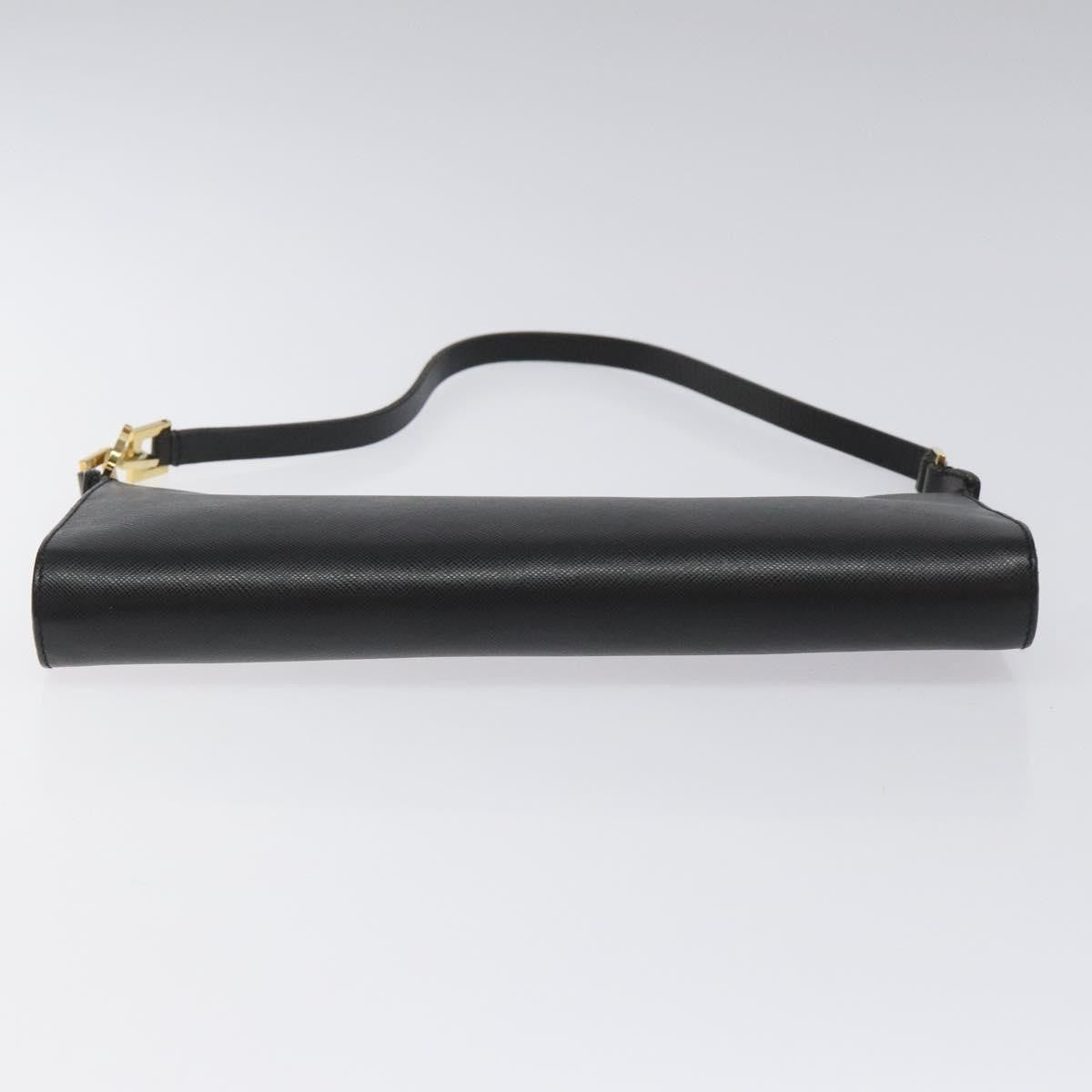 Salvatore Ferragamo Gancini Pouch Leather, BLACK, LEATHER, Clutche & pouche