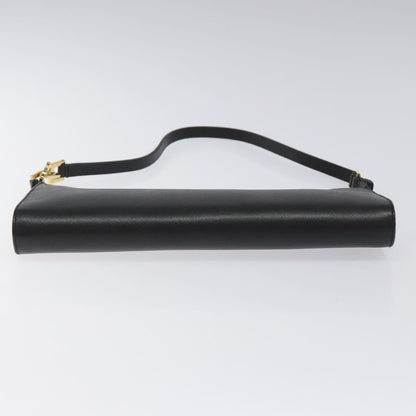 Salvatore Ferragamo Gancini Pouch Leather, BLACK, LEATHER, Clutche & pouche