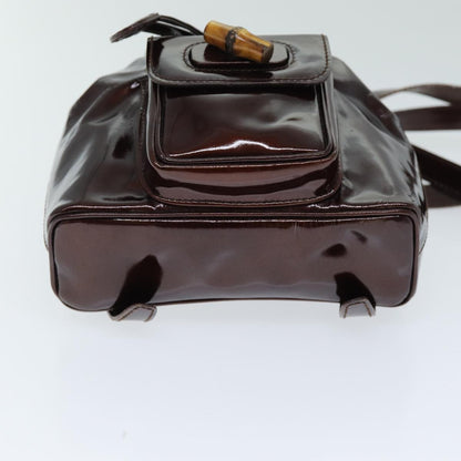 Gucci Vintage Bamboo Backpack Patent, BROWN, PATENT_LEATHER, Backpack