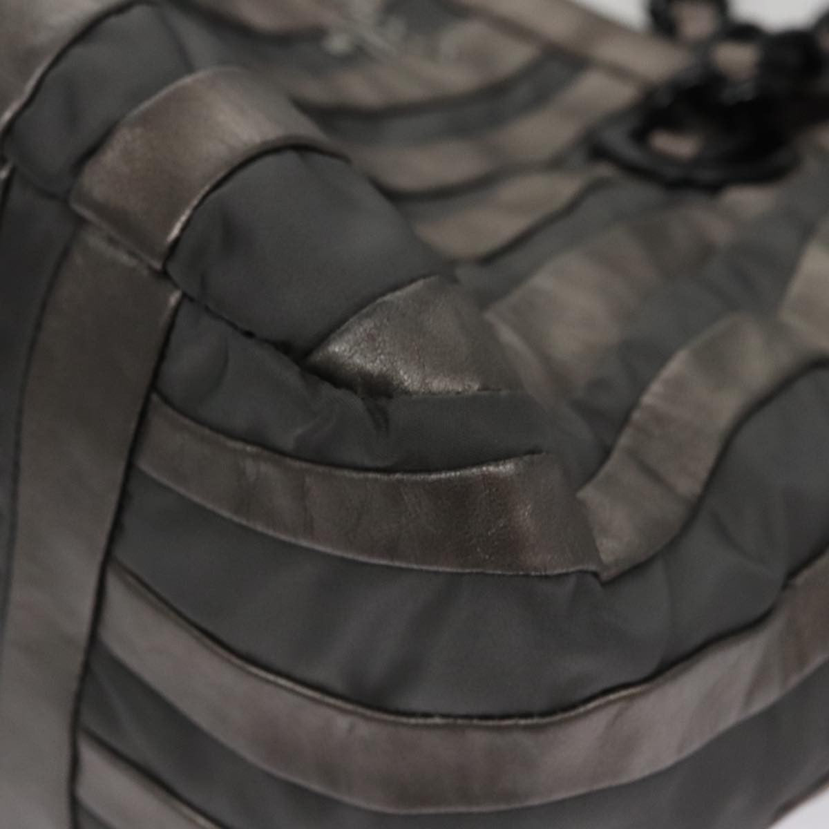 Prada Waves Chain Tote Leather and Tessuto, SILVER, LEATHER, Tote bag