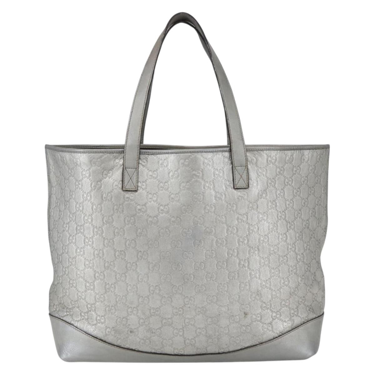 Gucci Plus Tote Guccissima Leather, SILVER, LEATHER, Tote bag