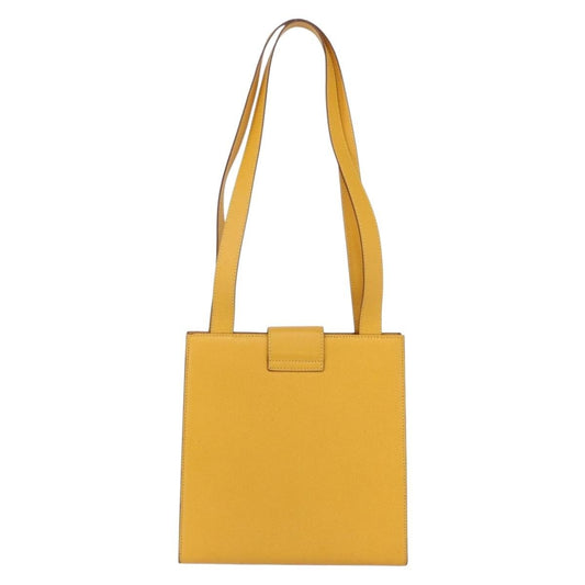 Celine Vintage Shoulder Bag Leather, YELLOW, LEATHER, Shoulder bag