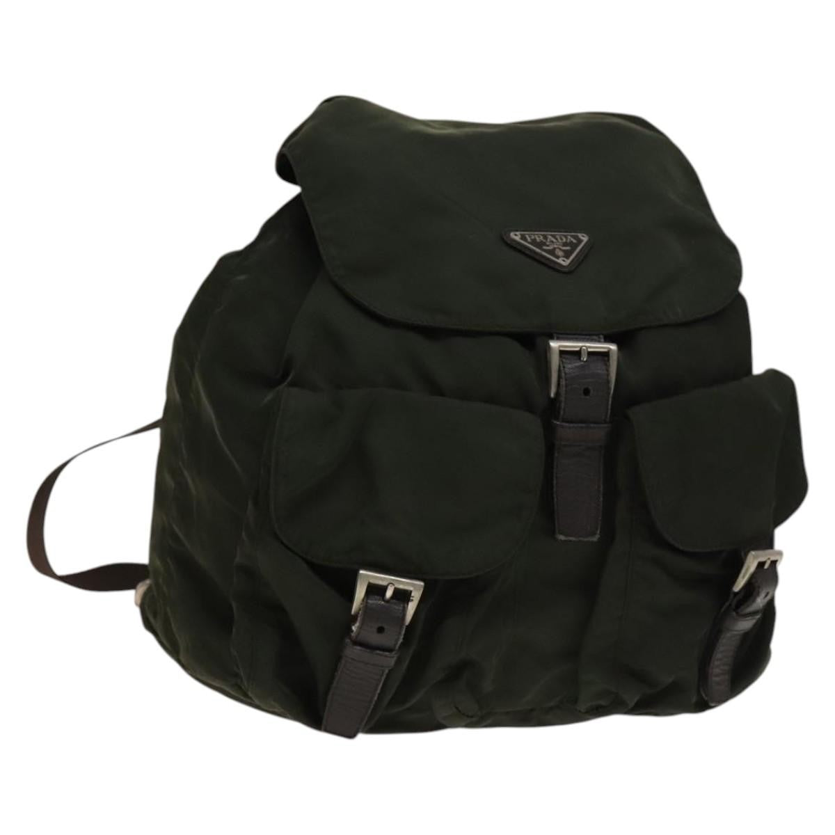 Prada Double Front Pocket Backpack Tessuto, KHAKI, NYLON, Backpack