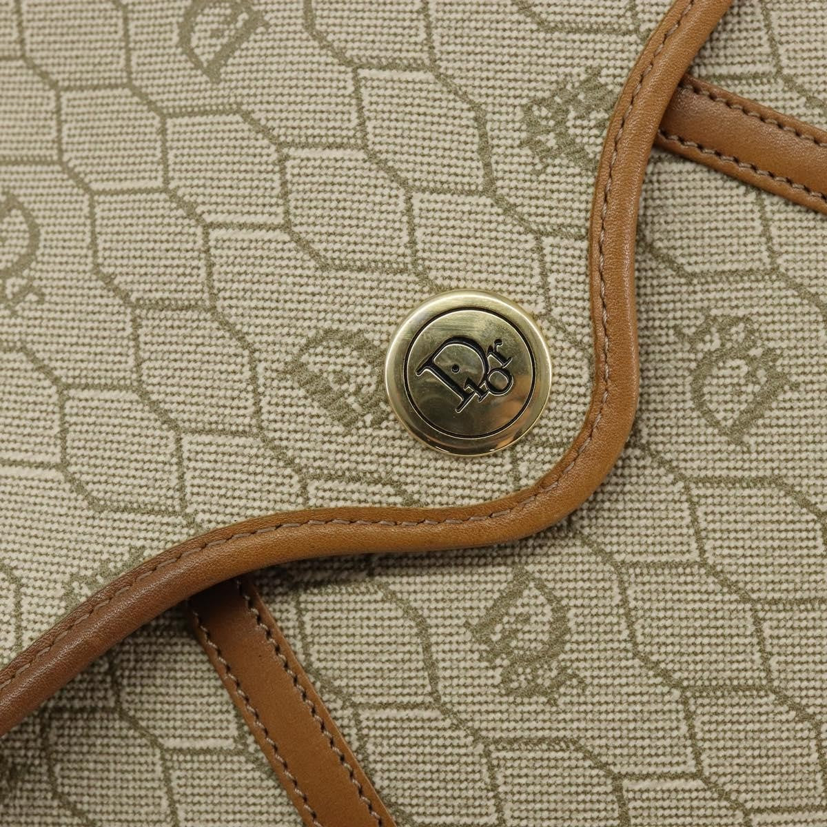 Christian Dior Vintage Honeycomb Flap Crossbody Bag Canvas and Leather, BEIGE, CANVAS, Shoulder bag