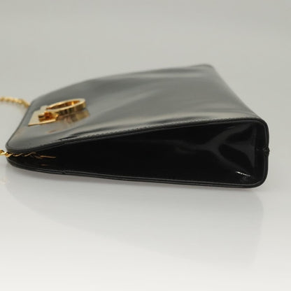 Salvatore Ferragamo Vintage Gancini Chain Shoulder Bag Patent Leather, BLACK, PATENT_LEATHER, Shoulder bag