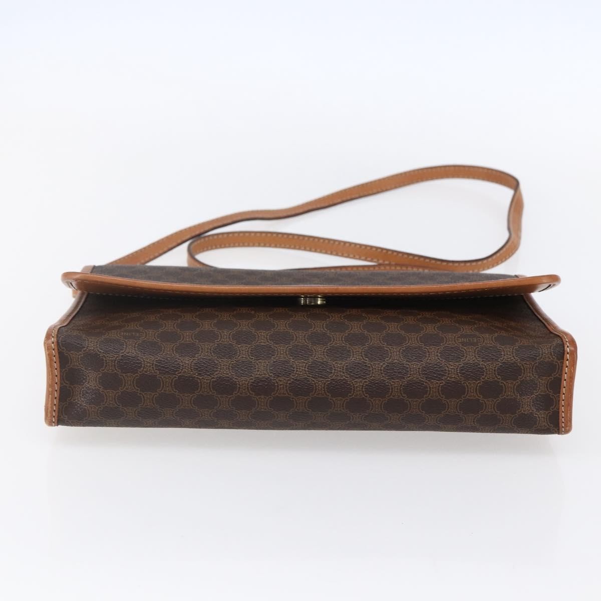 Celine Vintage Macadam Shoulder Bag Canvas and Leather, BROWN, PVC, Shoulder bag