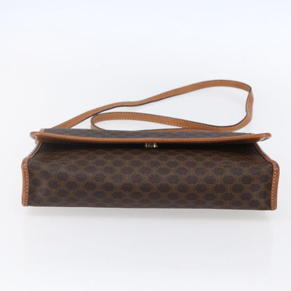 Celine Vintage Macadam Shoulder Bag Canvas and Leather, BROWN, PVC, Shoulder bag