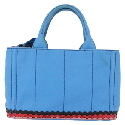 Prada Canapa Convertible Tote Canvas with Applique, BLUE, CANVAS, Tote bag