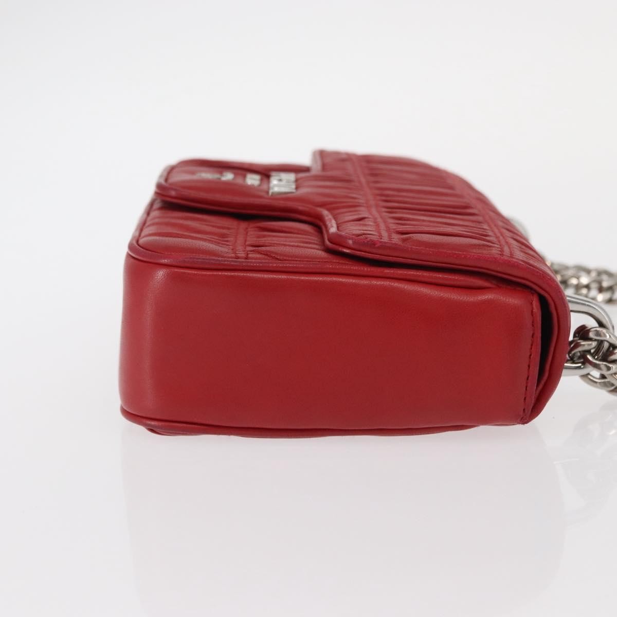 Prada Gaufre Chain Flap Shoulder Bag Nappa Leather, RED, LEATHER, Shoulder bag