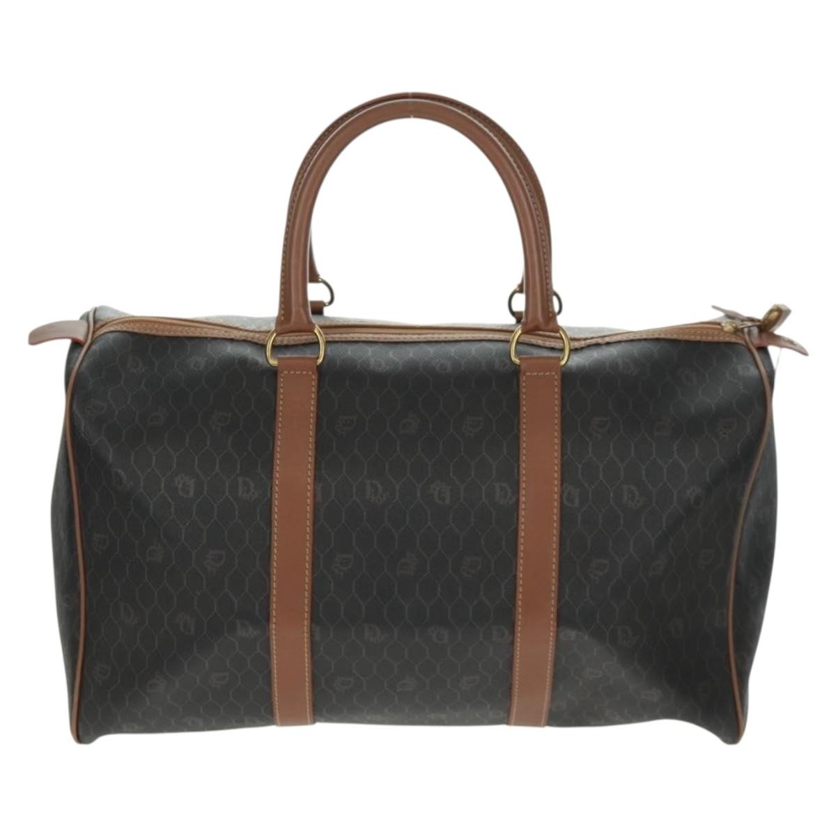 Christian Dior Vintage Honeycomb Boston bag Canvas and Leather, BLACK, PVC, Travel bag