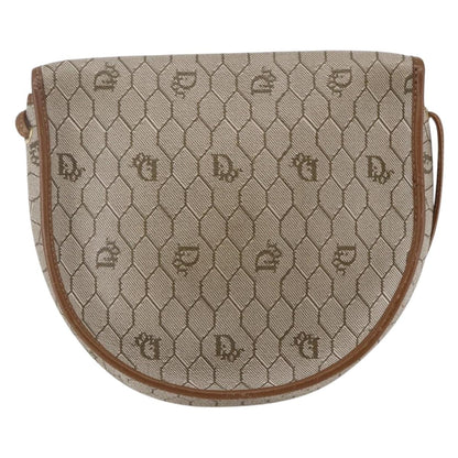 Christian Dior Vintage Honeycomb Flap Crossbody Bag Coated Canvas, BEIGE, CANVAS, Shoulder bag