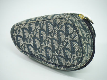 Christian Dior Saddle Zip Pouch Diorissimo Canvas, NAVY, CANVAS, Clutche & pouche