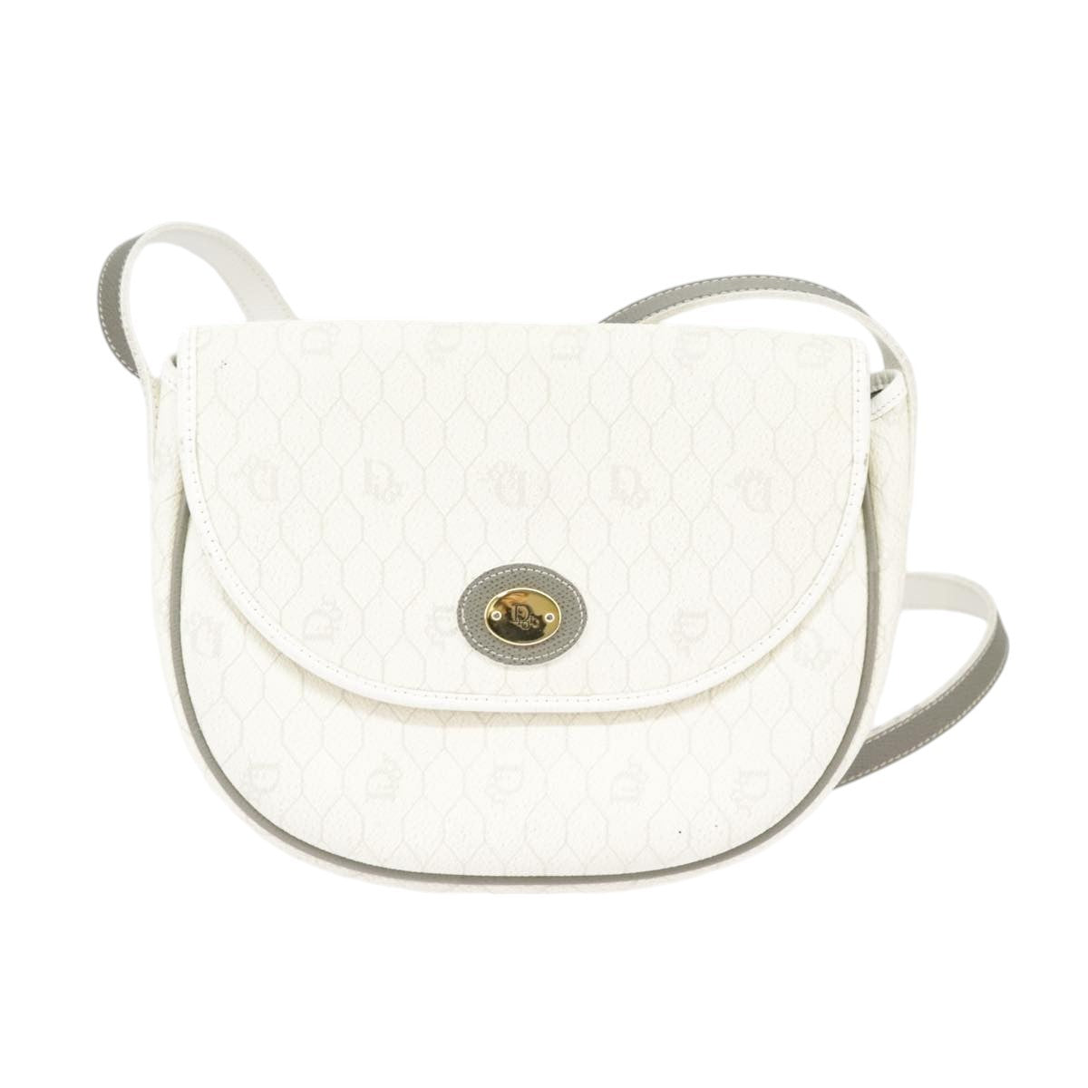 Christian Dior Vintage Honeycomb Shoulder Bag Canvas, WHITE, CANVAS, Shoulder bag